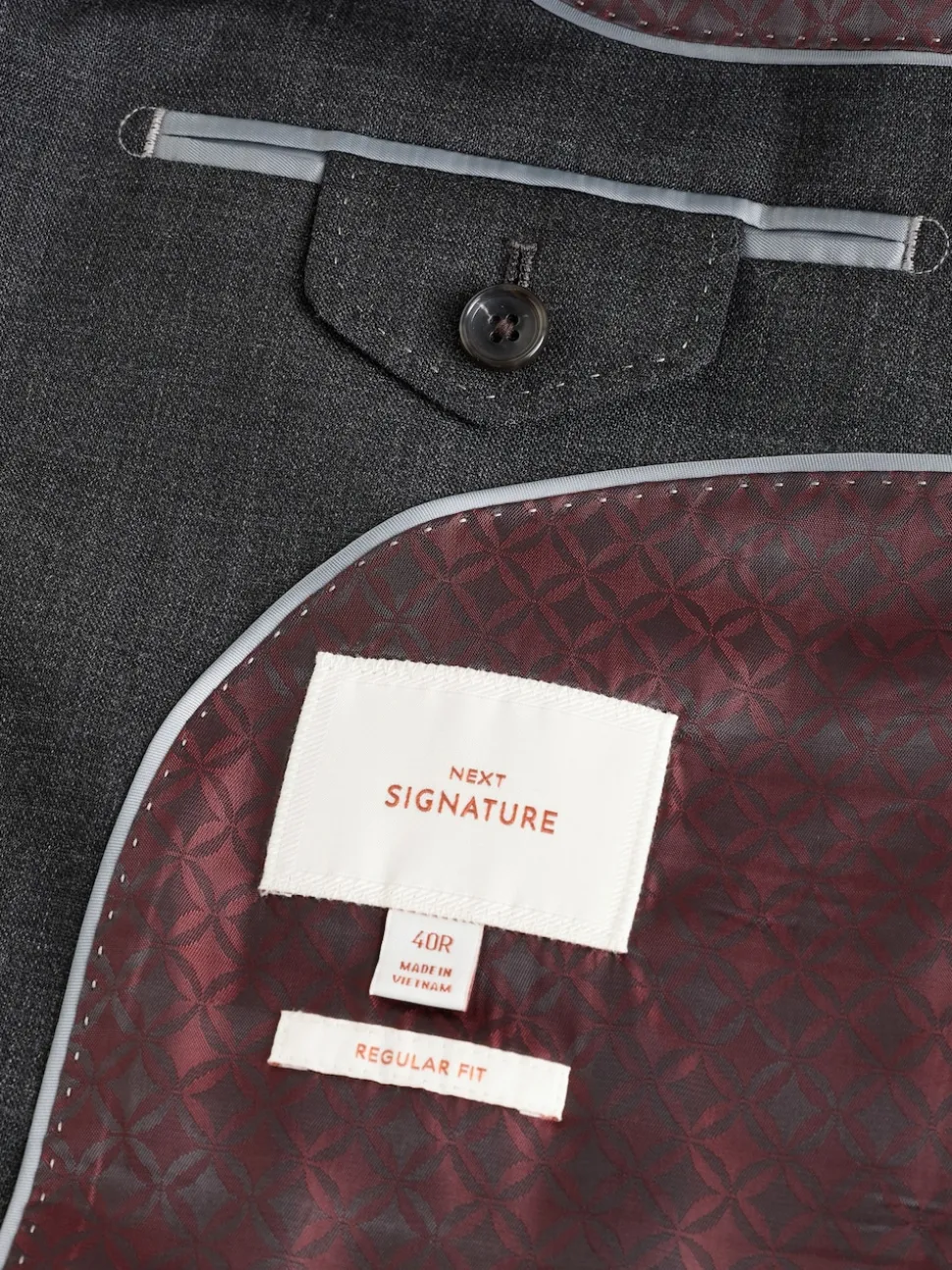 Charcoal Grey Regular Fit Signature Nova Fides 100% Italian Wool Suit Jacket