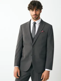 Charcoal Grey Regular Fit Two Button Suit Jacket