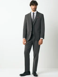 Charcoal Grey Regular Fit Two Button Suit Jacket