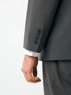 Charcoal Grey Regular Fit Two Button Suit Jacket