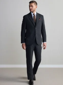 Charcoal Grey Regular Fit Signature Nova Fides 100% Italian Wool Suit Trousers