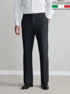 Charcoal Grey Regular Fit Signature Nova Fides 100% Italian Wool Suit Trousers