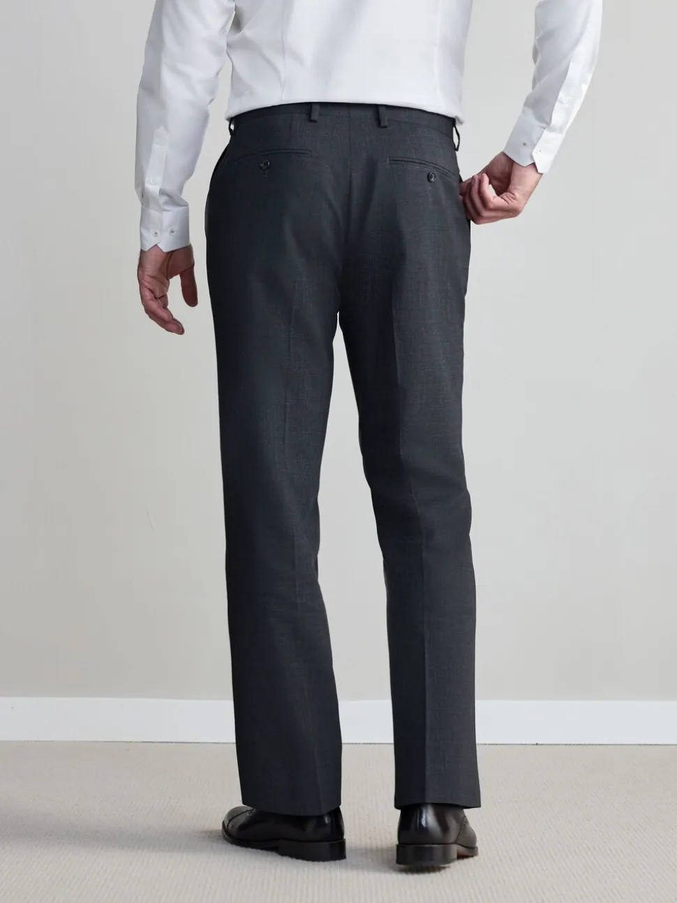 Charcoal Grey Regular Fit Signature Nova Fides 100% Italian Wool Suit Trousers