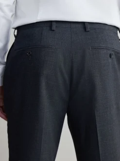 Charcoal Grey Regular Fit Signature Nova Fides 100% Italian Wool Suit Trousers