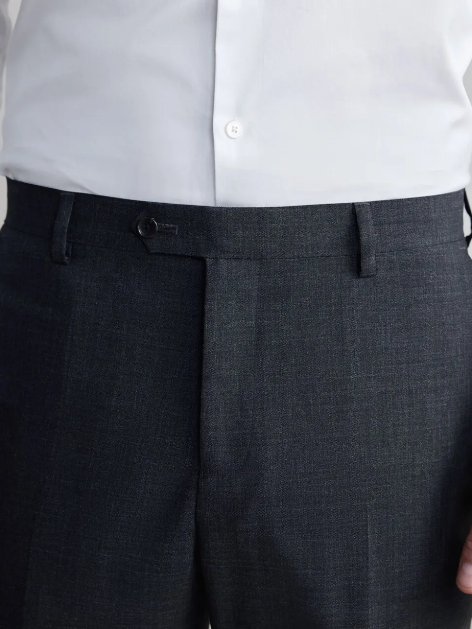 Charcoal Grey Regular Fit Signature Nova Fides 100% Italian Wool Suit Trousers