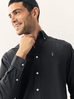 Charcoal Grey Regular Fit Long Sleeve Oxford Shirt