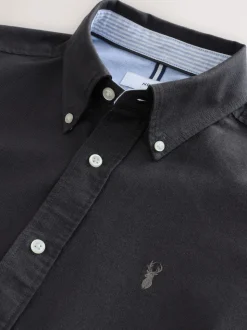 Charcoal Grey Regular Fit Long Sleeve Oxford Shirt