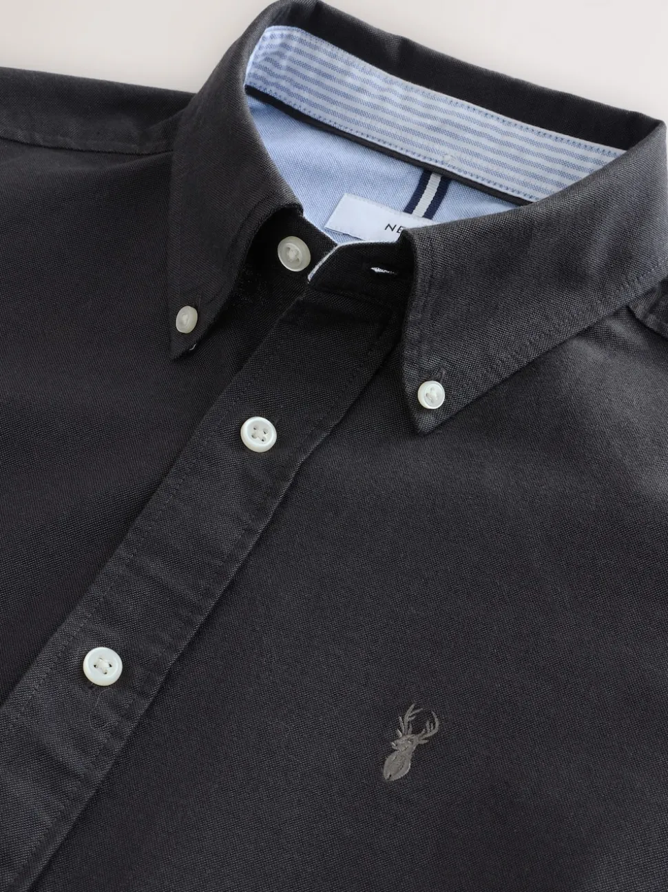 Charcoal Grey Regular Fit Long Sleeve Oxford Shirt