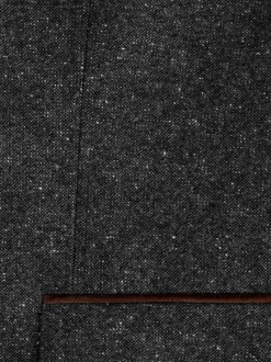 Charcoal Grey Regular Fit Wool Blend Trimmed Suit Jacket