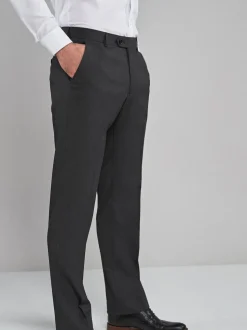 Charcoal Grey Regular Fit Stretch Smart Trousers
