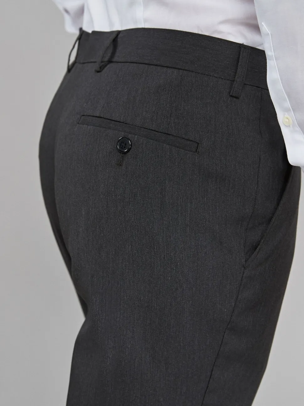 Charcoal Grey Regular Fit Stretch Smart Trousers
