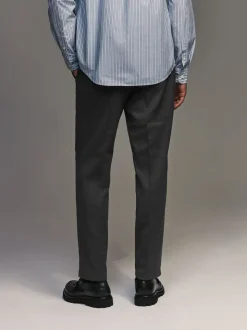 Charcoal Grey Regular Fit Smart Trousers With Wool