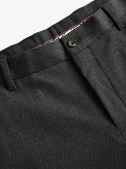 Charcoal Grey Regular Fit Smart Trousers With Wool