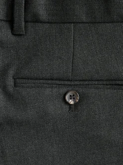 Charcoal Grey Regular Fit Smart Trousers With Wool