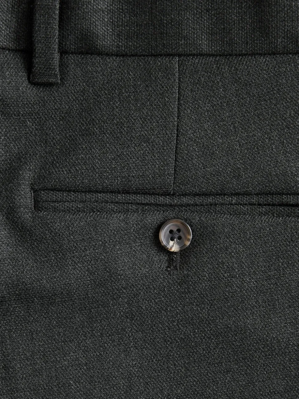 Charcoal Grey Regular Fit Smart Trousers With Wool