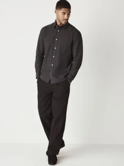 Charcoal Grey Regular Fit Long Sleeve Oxford Shirt