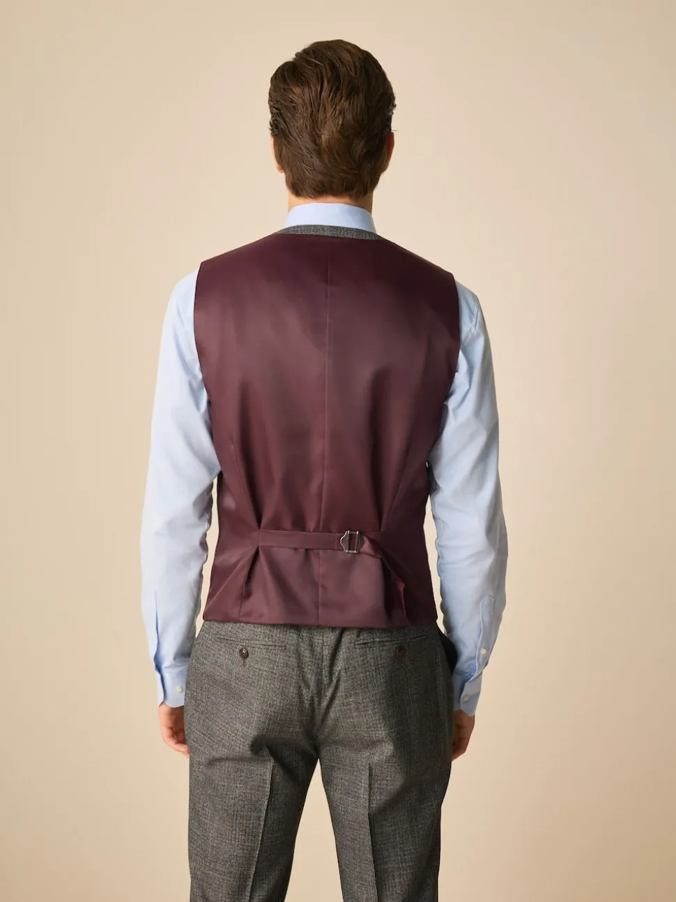 Charcoal Grey Regular Fit Trimmed Textured Suit Waistcoat