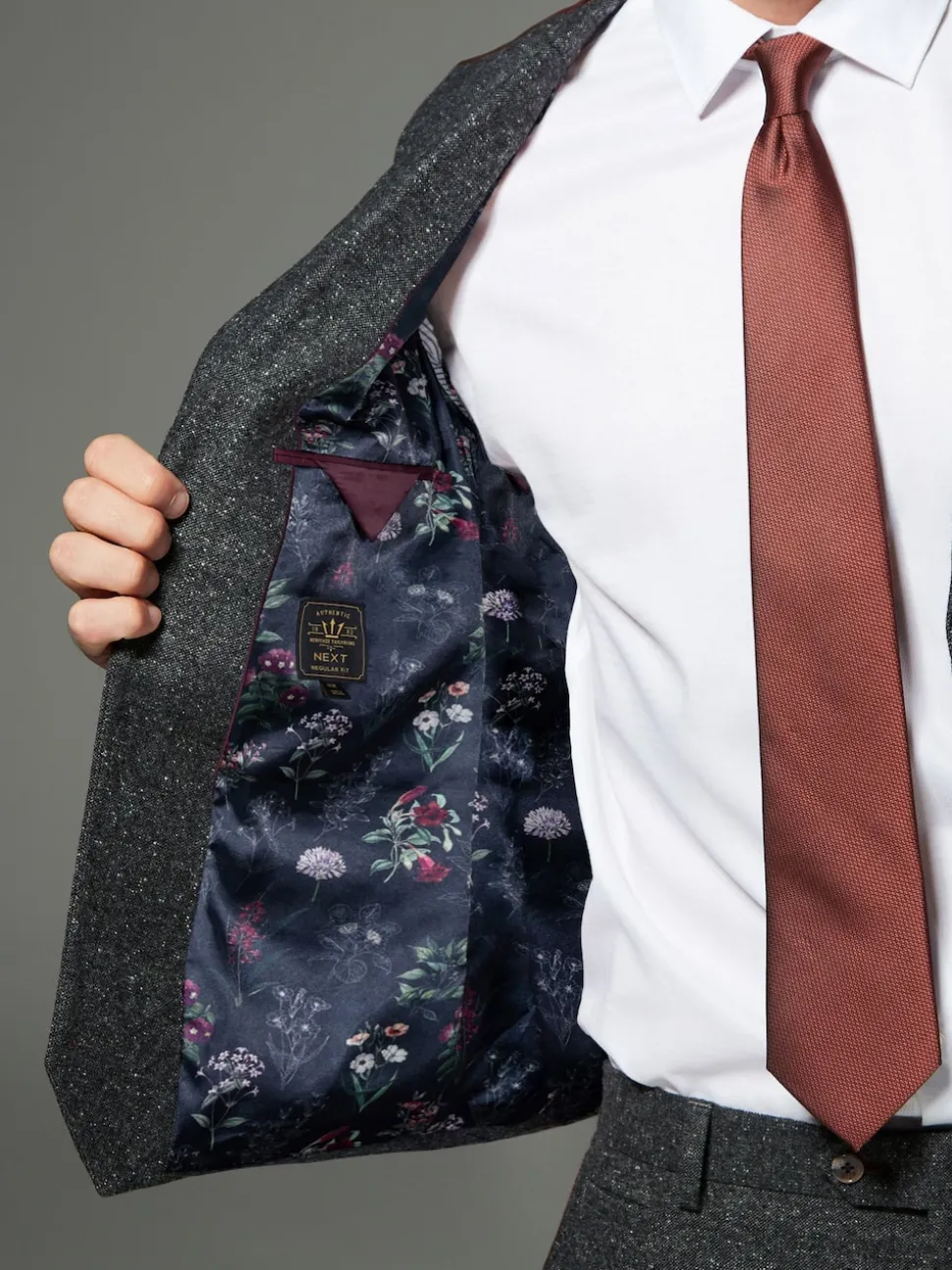Charcoal Grey Regular Fit Wool Blend Trimmed Suit Waistcoat