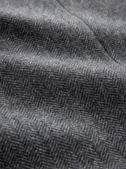 Charcoal Grey Regular Fit Wool Rich Herringbone Blazer