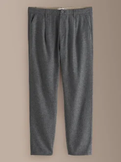 Charcoal Grey Regular Tapered Fit Signature Heritage Pleated Trousers