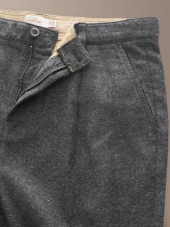 Charcoal Grey Regular Tapered Fit Signature Heritage Pleated Trousers