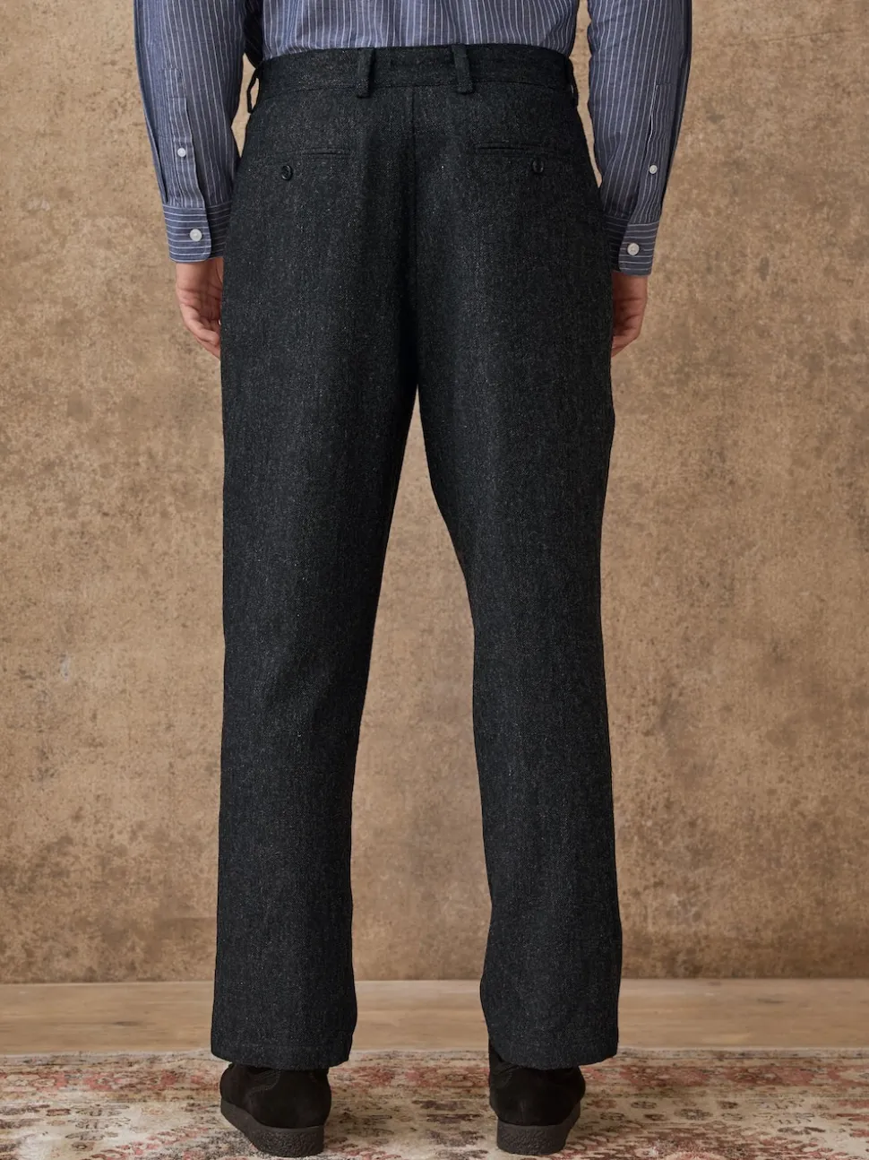 Charcoal Grey Relaxed Fit Wool Blend Suit Trousers