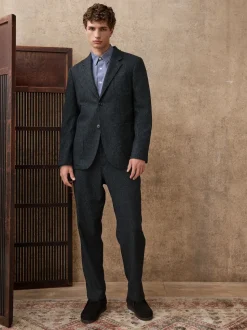 Charcoal Grey Relaxed Fit Wool Blend Suit Jacket