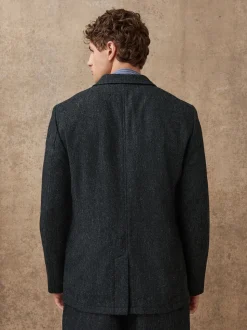 Charcoal Grey Relaxed Fit Wool Blend Suit Jacket