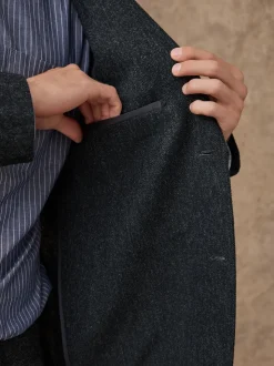 Charcoal Grey Relaxed Fit Wool Blend Suit Jacket