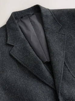 Charcoal Grey Relaxed Fit Wool Blend Suit Jacket