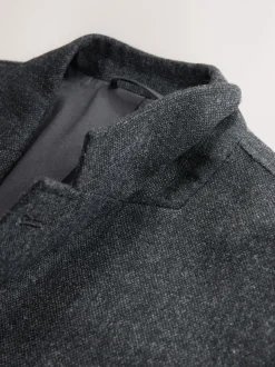 Charcoal Grey Relaxed Fit Wool Blend Suit Jacket