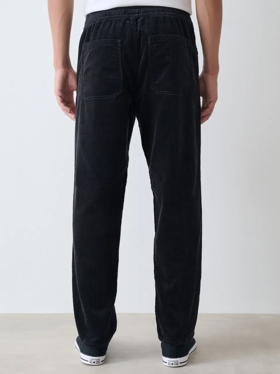 Charcoal Grey Relaxed Tapered Fit Corduroy Joggers