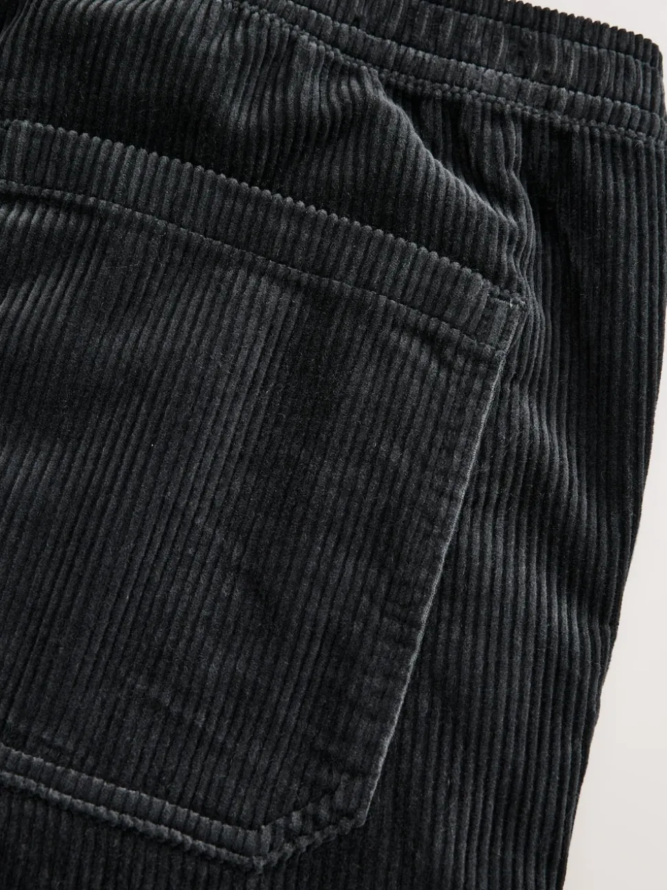 Charcoal Grey Relaxed Tapered Fit Corduroy Joggers