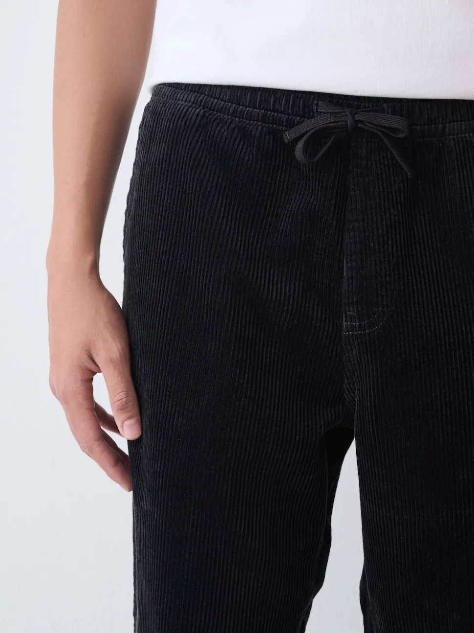 Charcoal Grey Relaxed Tapered Fit Corduroy Joggers