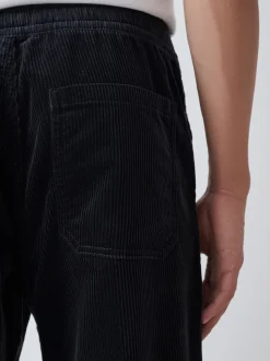 Charcoal Grey Relaxed Tapered Fit Corduroy Joggers