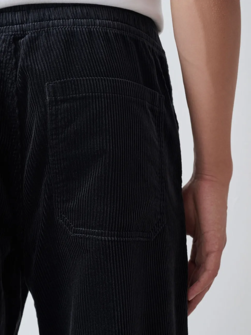 Charcoal Grey Relaxed Tapered Fit Corduroy Joggers