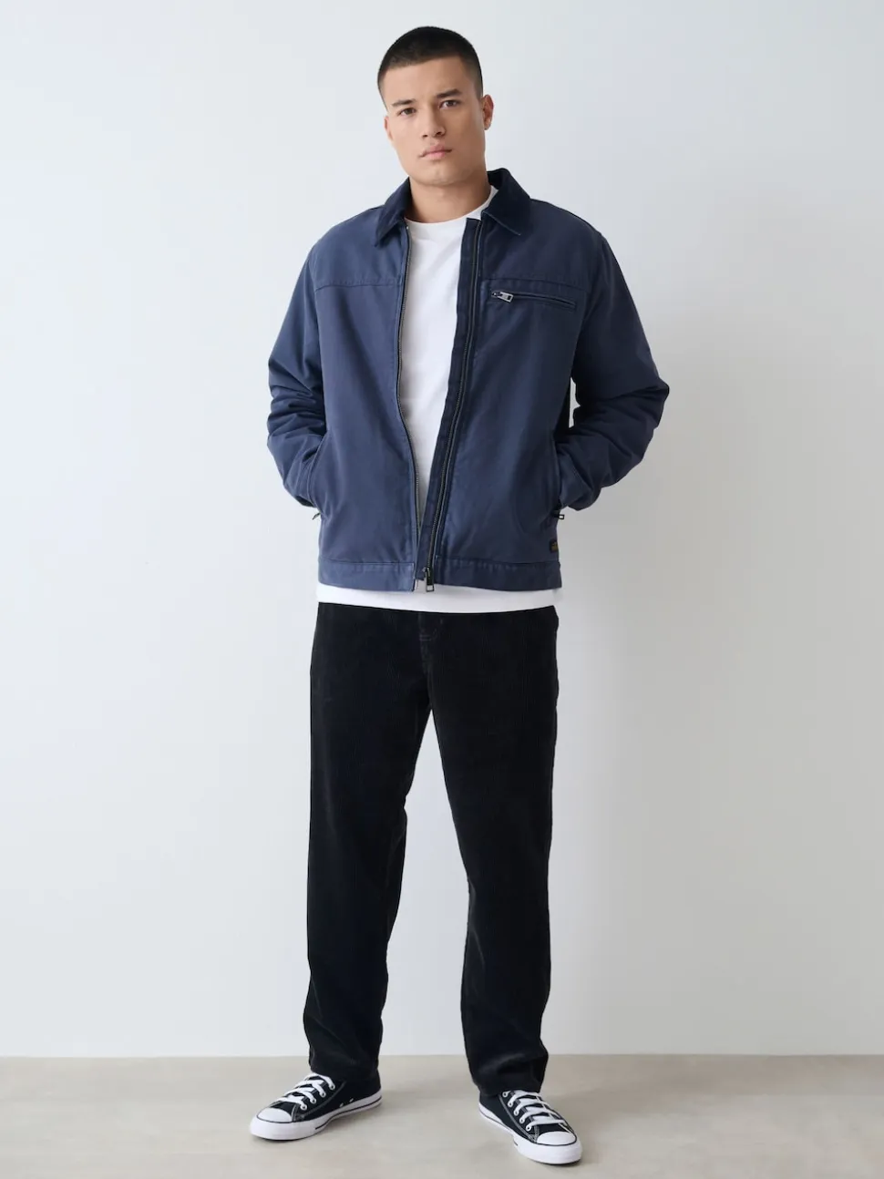 Charcoal Grey Relaxed Tapered Fit Corduroy Joggers