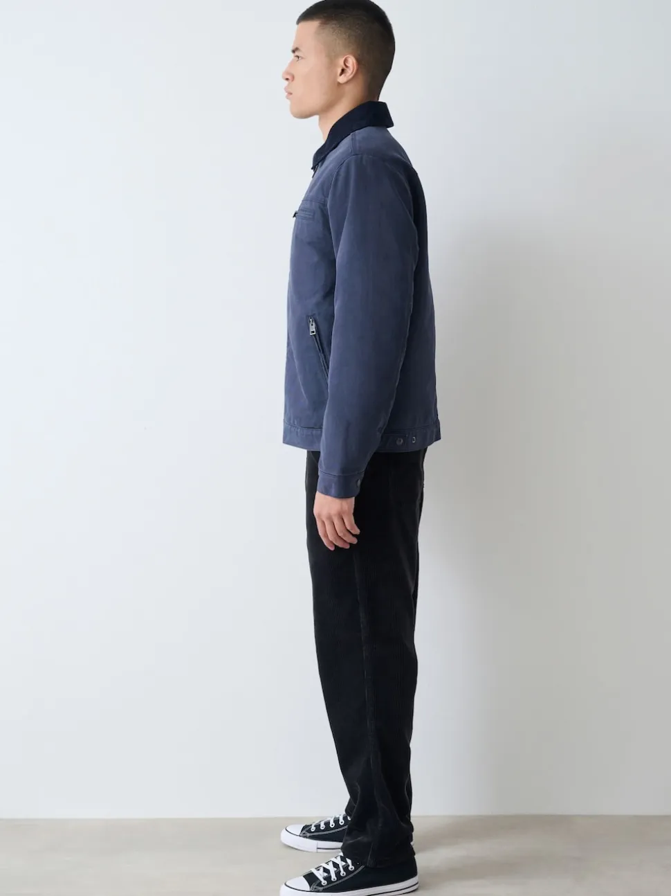 Charcoal Grey Relaxed Tapered Fit Corduroy Joggers