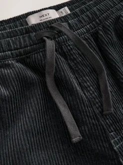 Charcoal Grey Relaxed Tapered Fit Corduroy Joggers