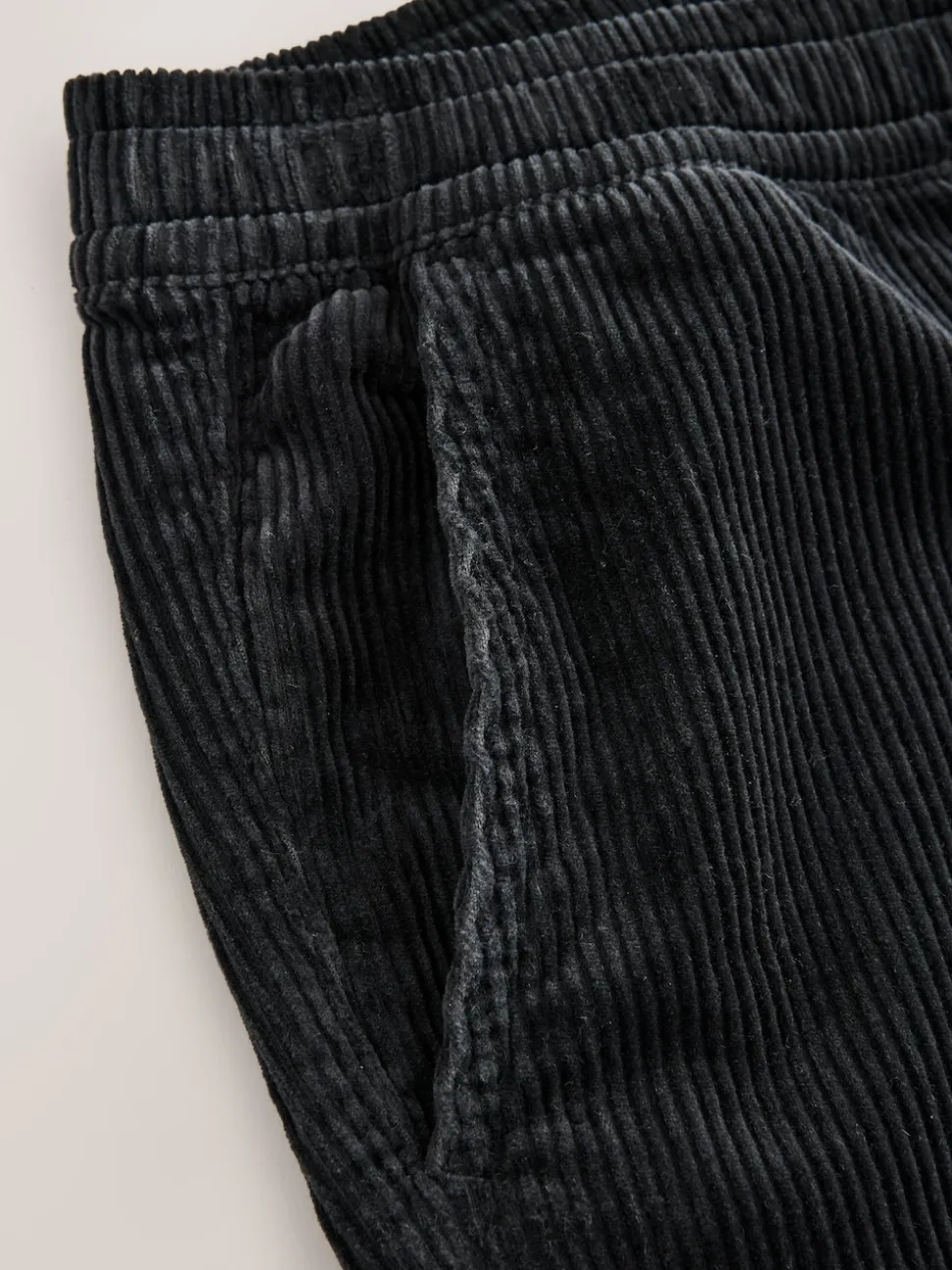 Charcoal Grey Relaxed Tapered Fit Corduroy Joggers