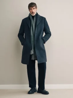 Charcoal Grey Signature Soft Touch Wool Rich Padded Italian Fabric Funnel Neck Coat