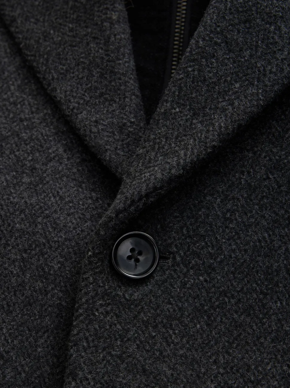 Charcoal Grey Signature Soft Touch Wool Rich Padded Italian Fabric Funnel Neck Coat