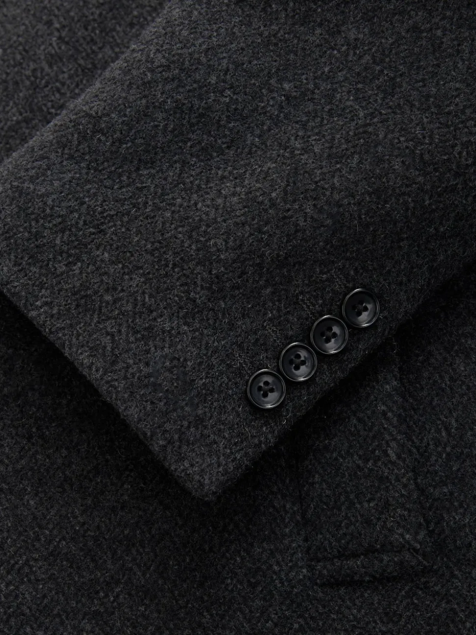 Charcoal Grey Signature Soft Touch Wool Rich Padded Italian Fabric Funnel Neck Coat