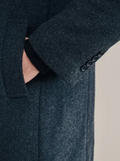 Charcoal Grey Signature Soft Touch Wool Rich Padded Italian Fabric Funnel Neck Coat