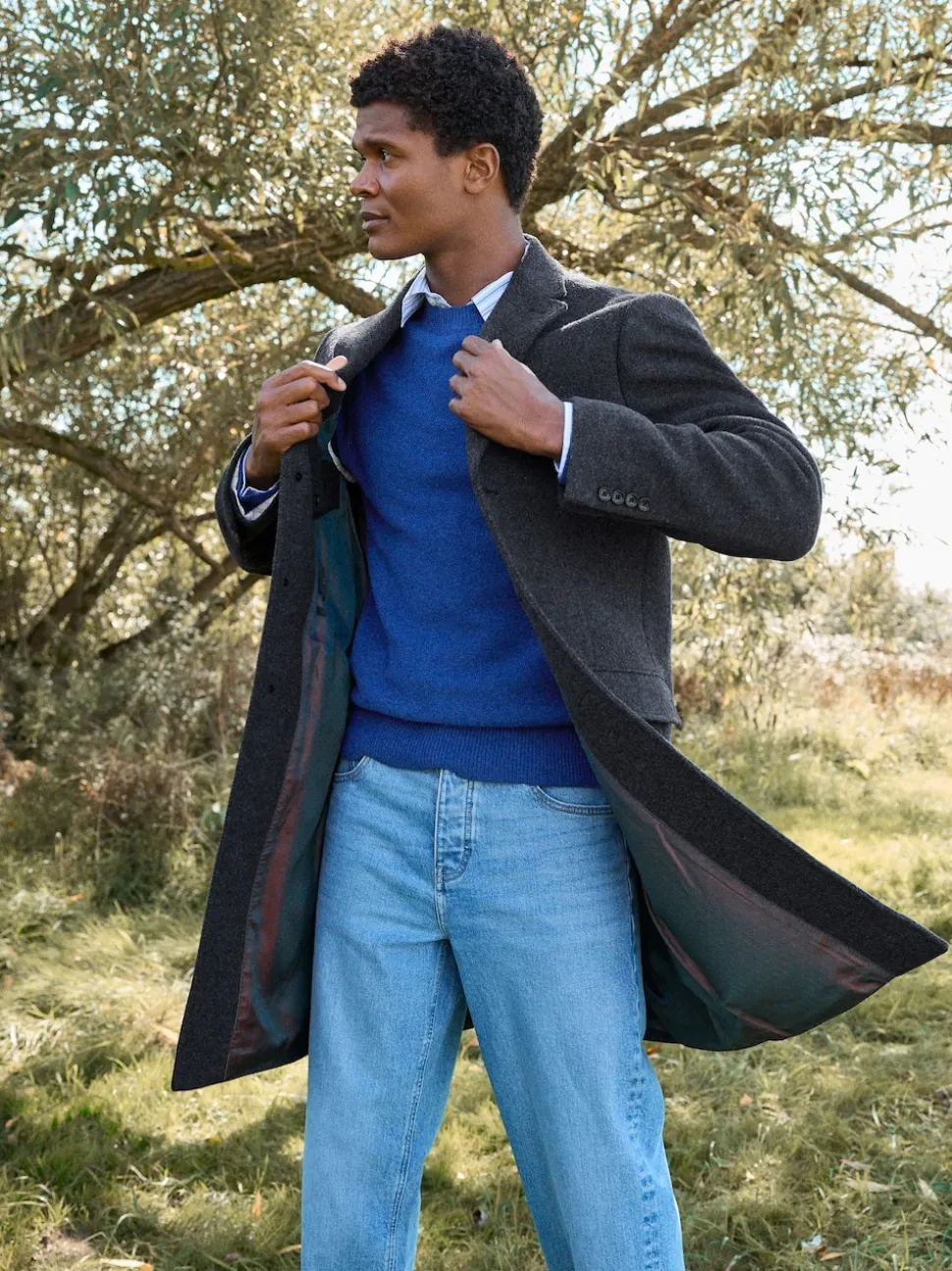Charcoal Grey Signature Soft Touch Wool Rich Italian Fabric Epsom Overcoat With Cashmere