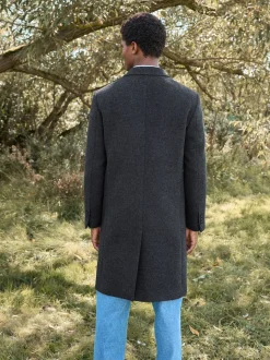 Charcoal Grey Signature Soft Touch Wool Rich Italian Fabric Epsom Overcoat With Cashmere