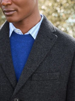 Charcoal Grey Signature Soft Touch Wool Rich Italian Fabric Epsom Overcoat With Cashmere