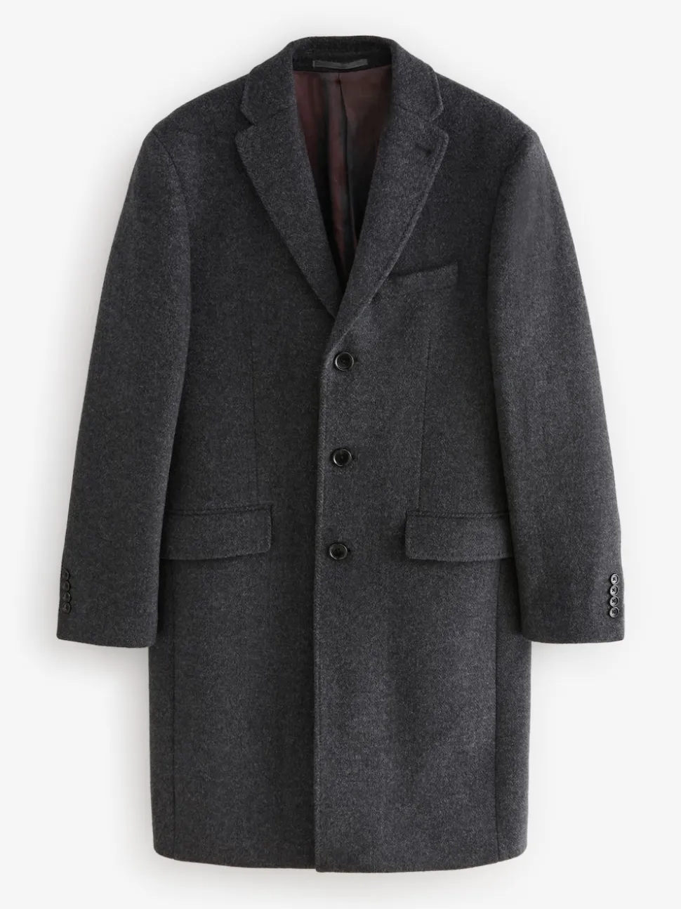 Charcoal Grey Signature Soft Touch Wool Rich Italian Fabric Epsom Overcoat With Cashmere