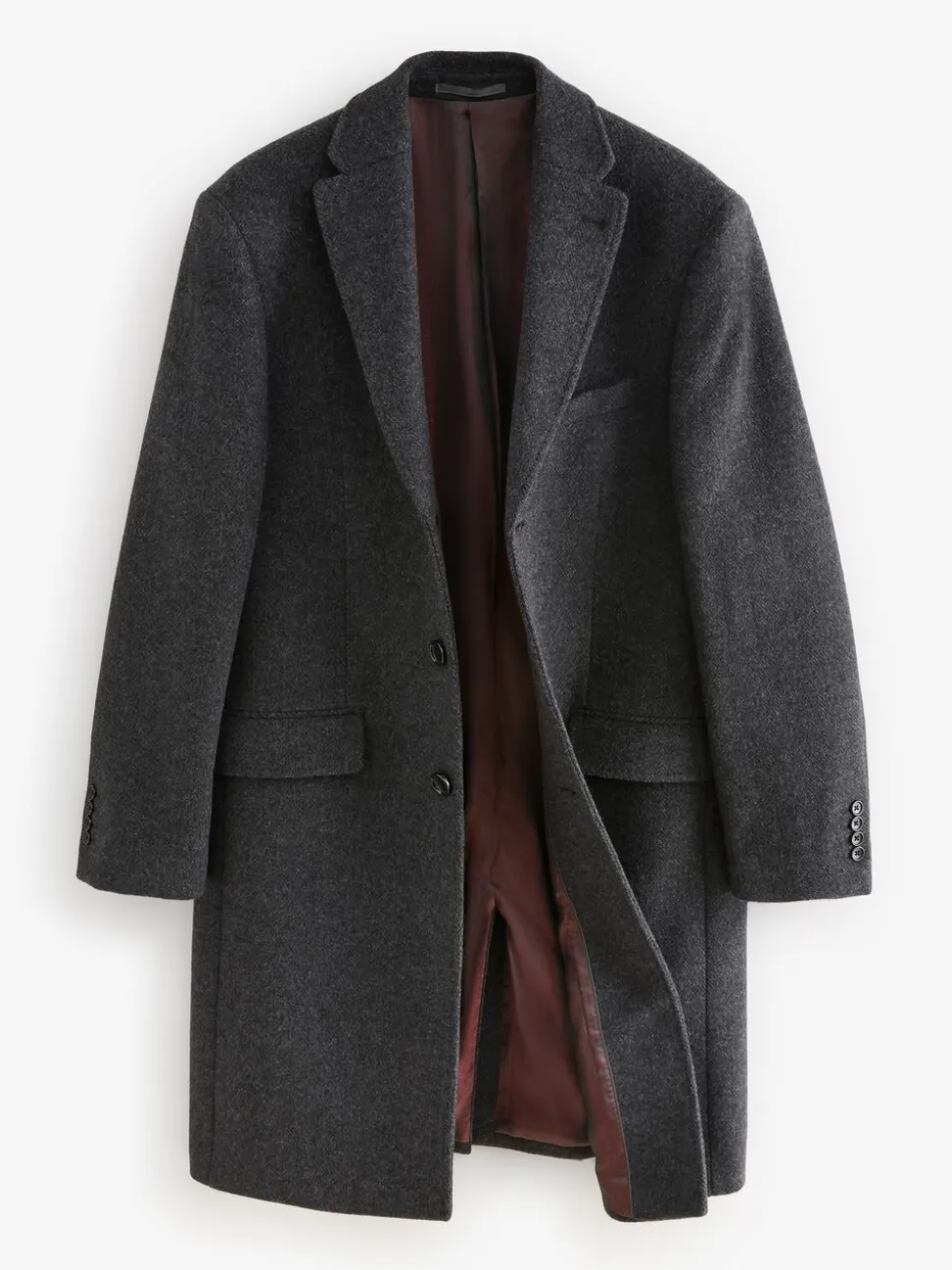 Charcoal Grey Signature Soft Touch Wool Rich Italian Fabric Epsom Overcoat With Cashmere