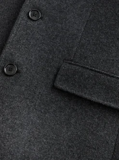 Charcoal Grey Signature Soft Touch Wool Rich Italian Fabric Epsom Overcoat With Cashmere